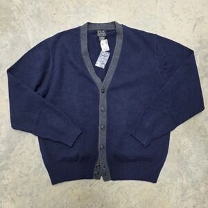 NWT JOS A BANK Executive Collection Mens Navy Wool Blend Cardigan Sweater M
